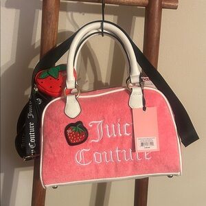 Juicy Couture Sweet N Juicy Apple Satchel Pink Lemonade Strawberry Charm